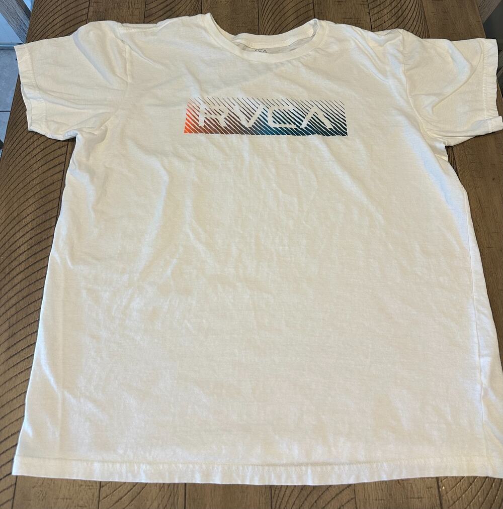 RVCA T-Shirt Men's Size Large White Regular Fit Graphic Logo Tee